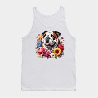 An English bulldog decorated with beautiful colorful flowers. Tank Top